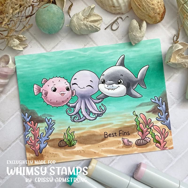 Ocean Friends Clear Stamps - Whimsy Stamps