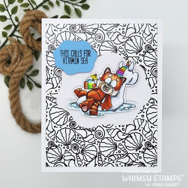 **NEW Red Panda Beach Clear Stamps - Whimsy Stamps