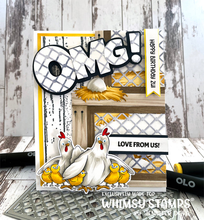 Momma Chicken and Chicks - Digital Stamp - Whimsy Stamps