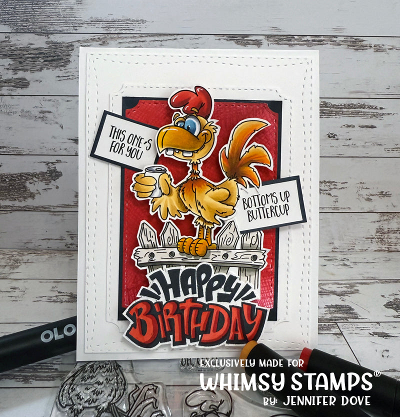 Rooster Birthday Clear Stamps - Whimsy Stamps