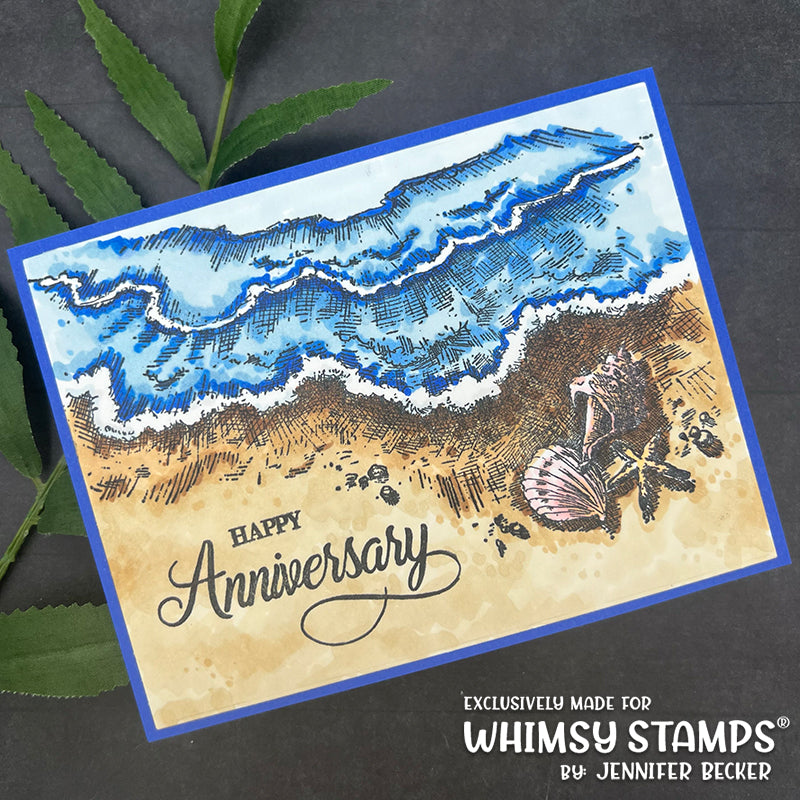 **NEW Seashells and Sunshine Rubber Cling Stamp - Whimsy Stamps