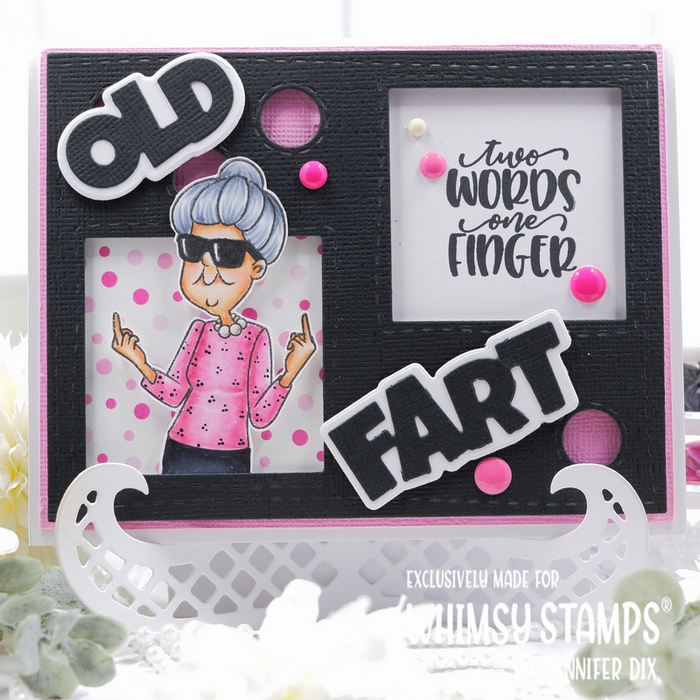 *NEW Old Fart Geezer Word and Shadow Die Set - Whimsy Stamps