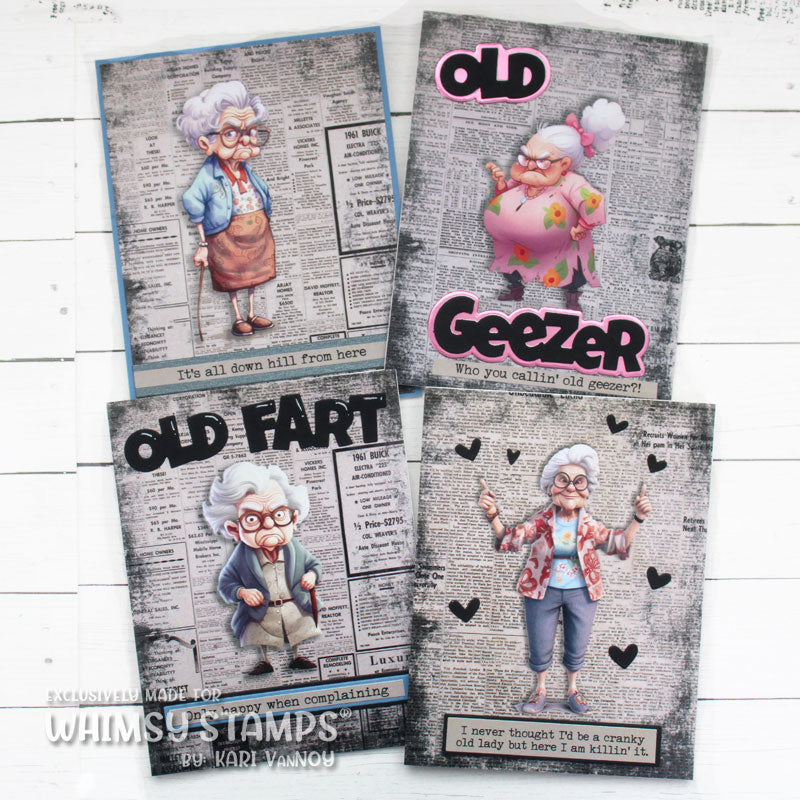 **NEW Old Fart Geezer Word and Shadow Die Set - Whimsy Stamps