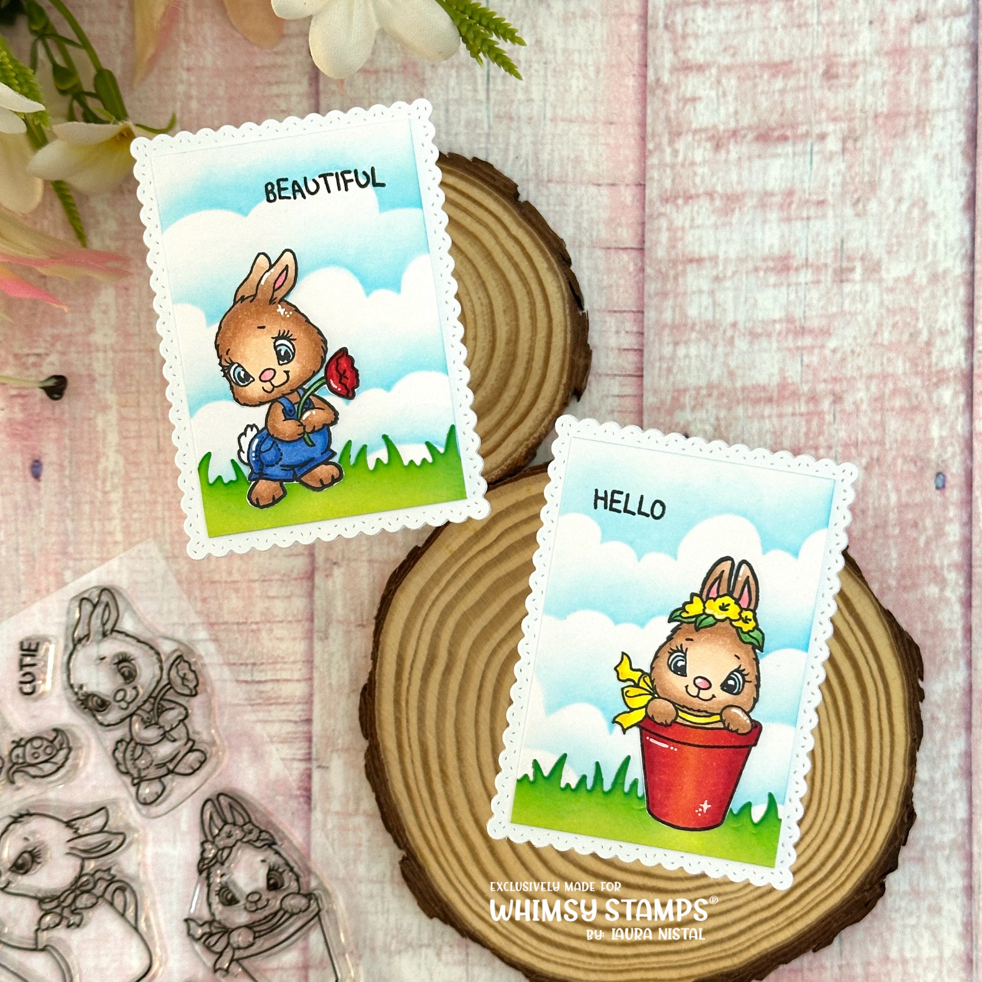 Bunnies in the Garden Clear Stamps - Whimsy Stamps