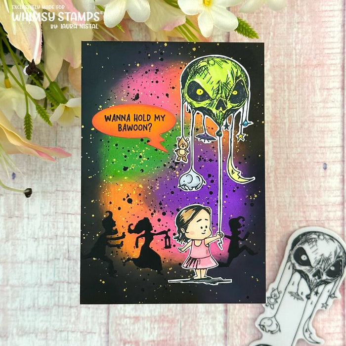 Halloween Bawoon Rubber Cling Stamp - Whimsy Stamps