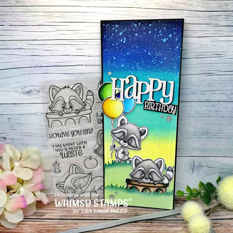 Raccoon How've You Bin Clear Stamps - Whimsy Stamps