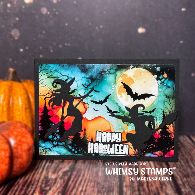 *NEW Haunted Night Sentiments Clear Stamps - Whimsy Stamps