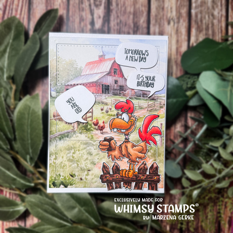 Rooster Birthday Clear Stamps - Whimsy Stamps