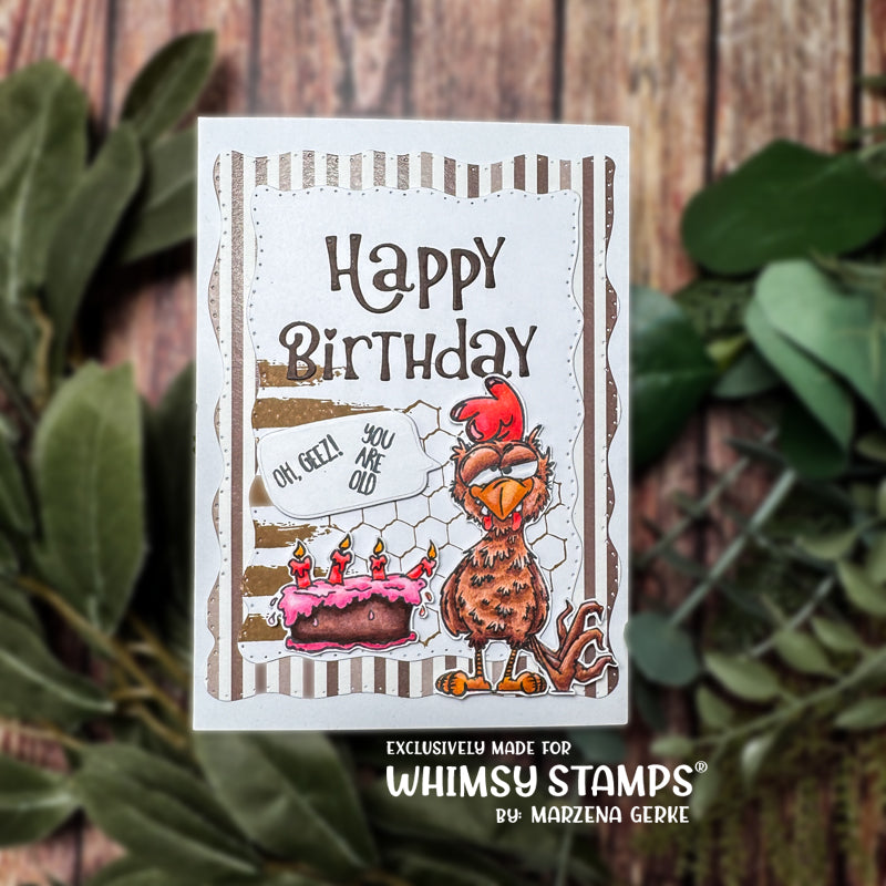 Rooster Birthday Clear Stamps - Whimsy Stamps