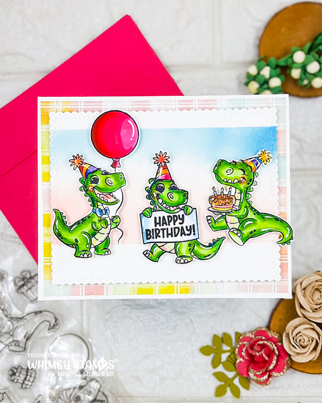 Dino Birthdays Clear Stamps - Whimsy Stamps