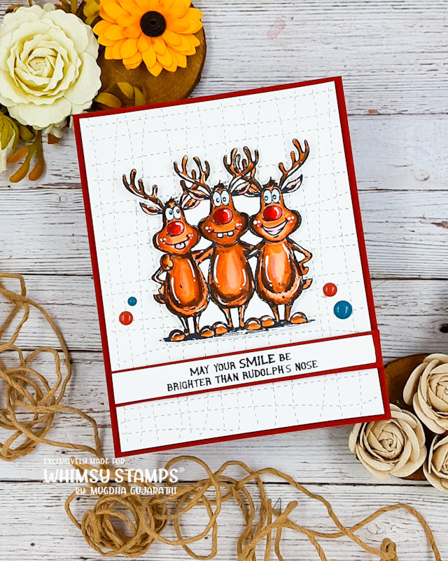 Reindeer Smiles Clear Stamps - Whimsy Stamps