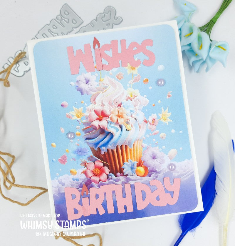 **NEW Birthday Wishes Word and Shadow Die Set - Whimsy Stamps