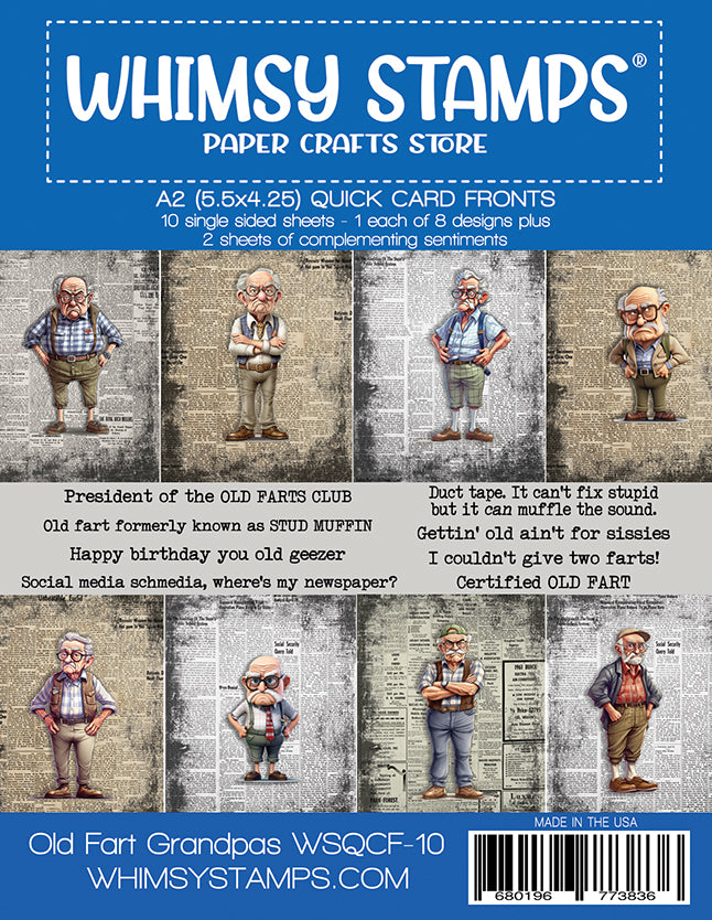 Quick Card Fronts - Old Fart Grandpa - Whimsy Stamps