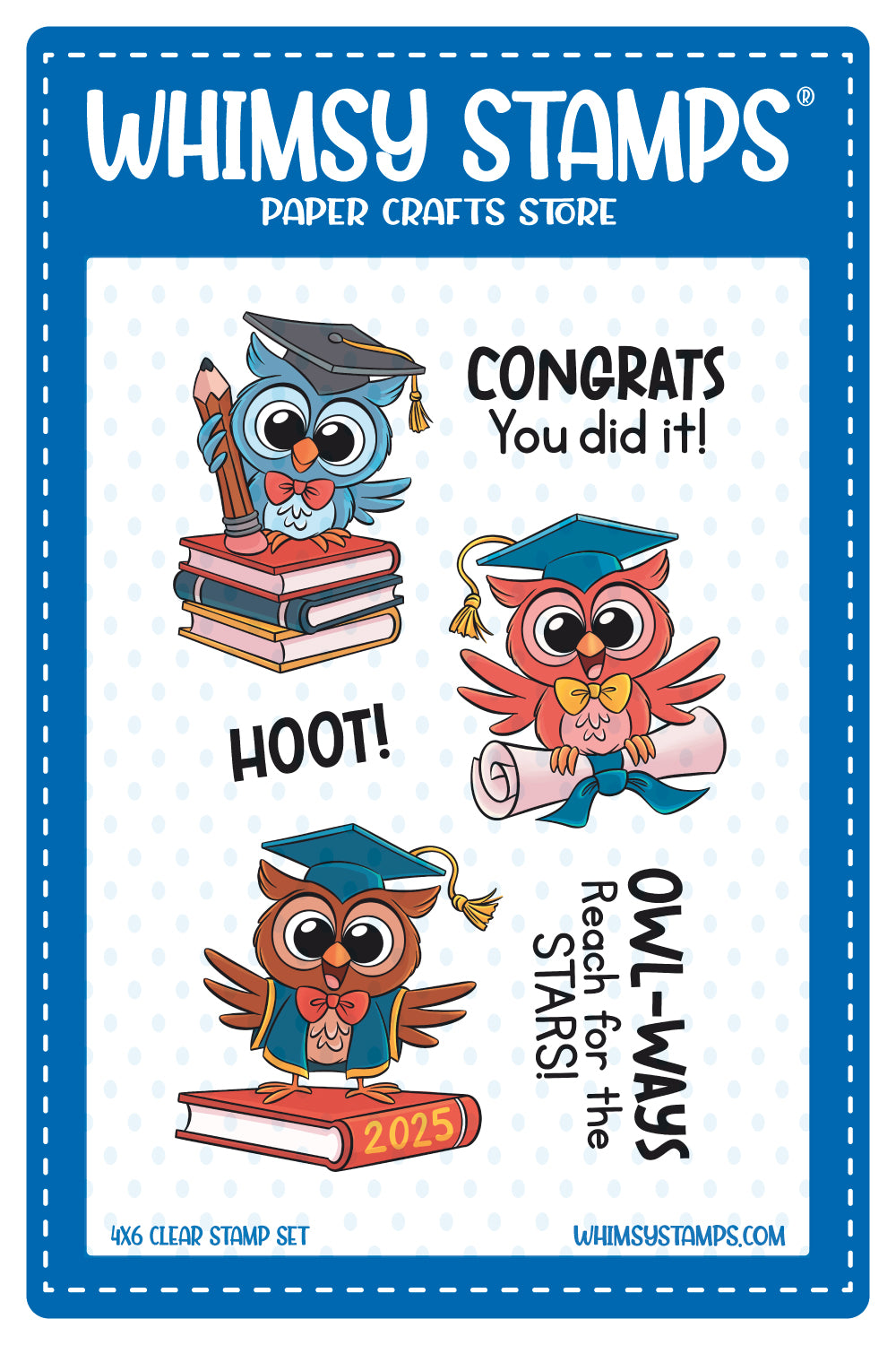 *NEW Owl Ways Reach for the Stars Clear Stamps - Whimsy Stamps