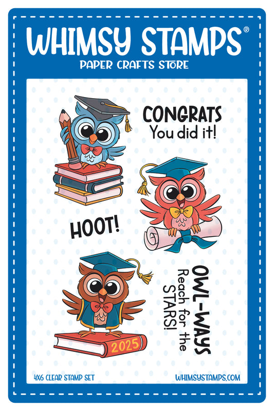 *NEW Owl Ways Reach for the Stars Clear Stamps - Whimsy Stamps