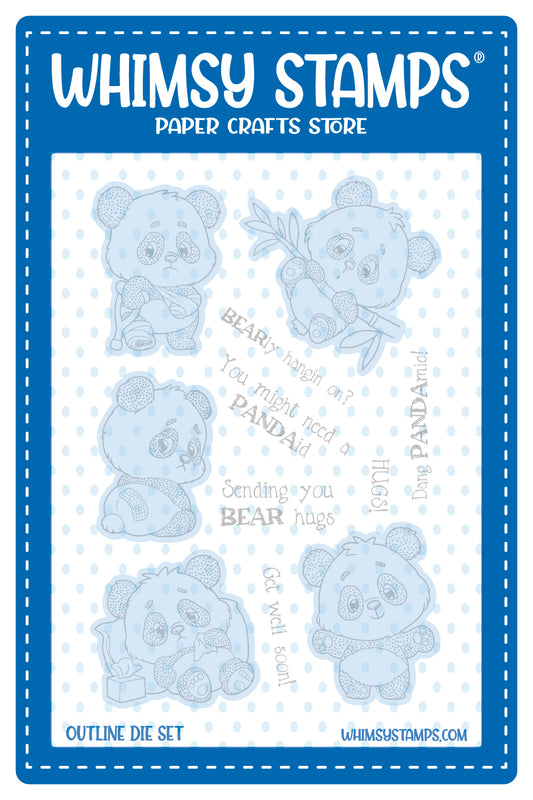 **NEW Panda Get Well Outlines Die Set - Whimsy Stamps