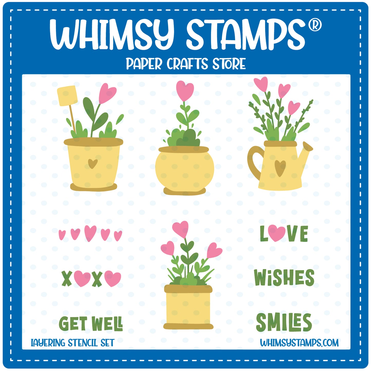Planted Hearts Layering Stencil - Whimsy Stamps