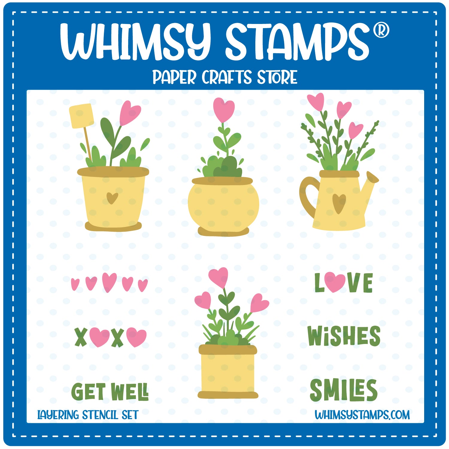 Planted Hearts Layering Stencil - Whimsy Stamps