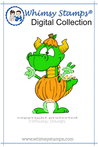 Pumpkin Dudley - Digital Stamp - Whimsy Stamps