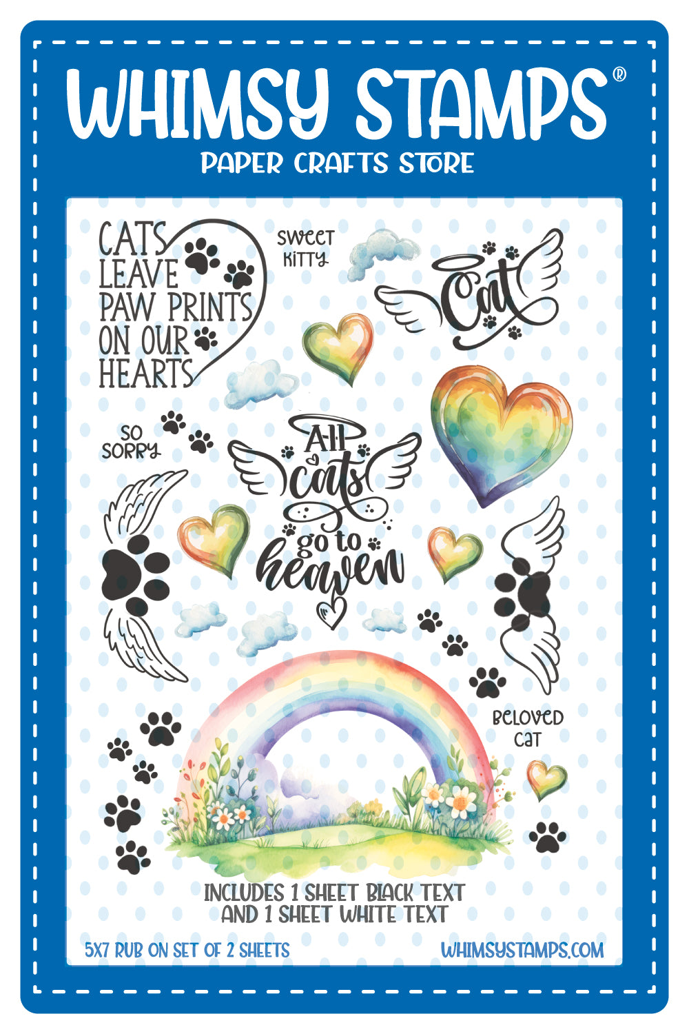 **NEW Rainbow Bridge Cat Rub-Ons