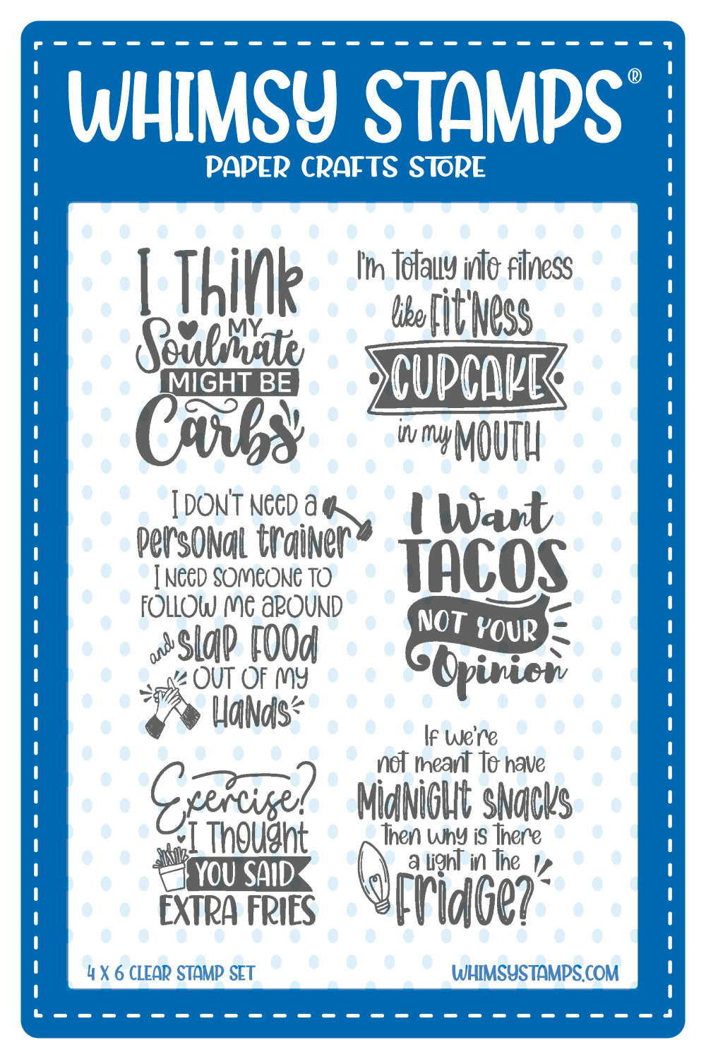 **NEW Random Funny Food Sentiments Clear Stamps - Whimsy Stamps