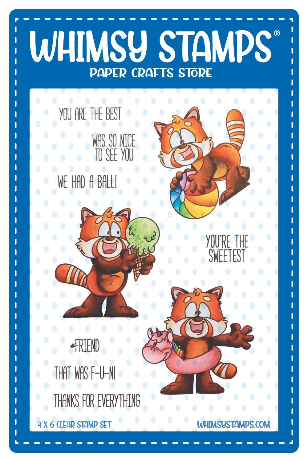 **NEW Red Panda Fun Clear Stamps - Whimsy Stamps