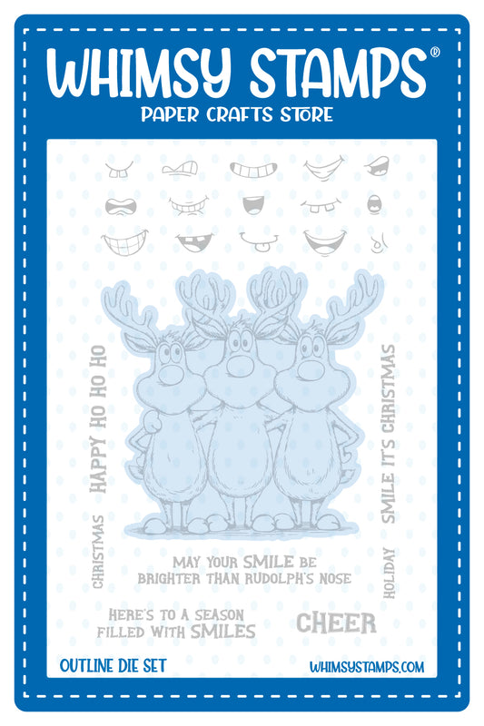 Reindeer Smiles Outline Die - Whimsy Stamps