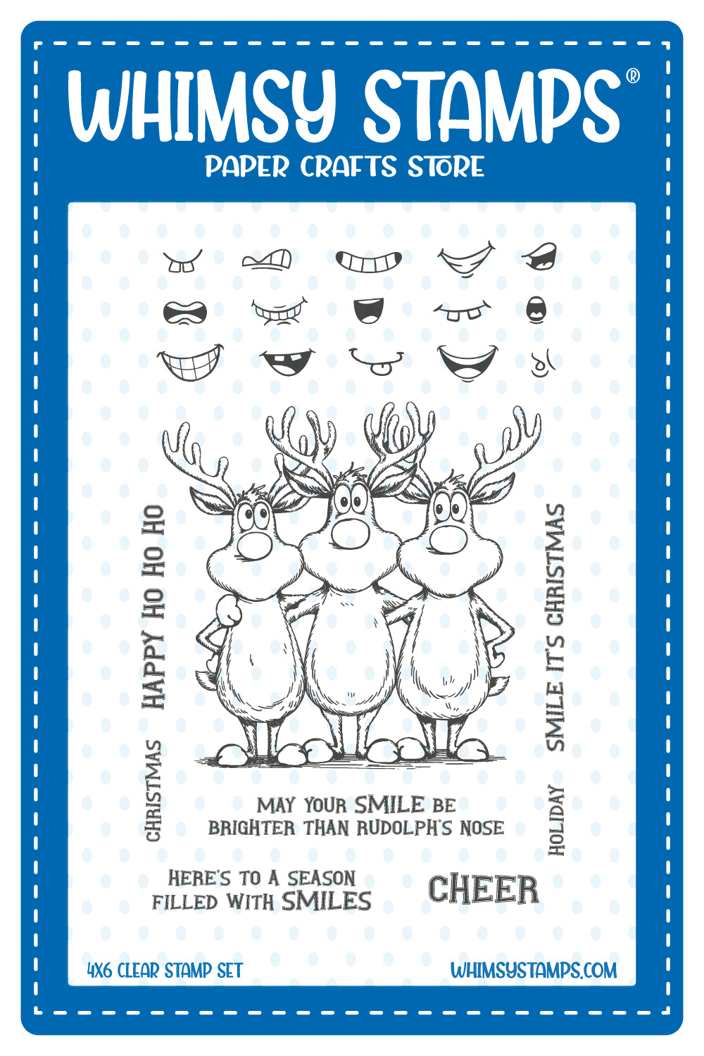 Reindeer Smiles Clear Stamps - Whimsy Stamps