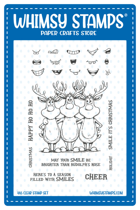 Reindeer Smiles Clear Stamps - Whimsy Stamps
