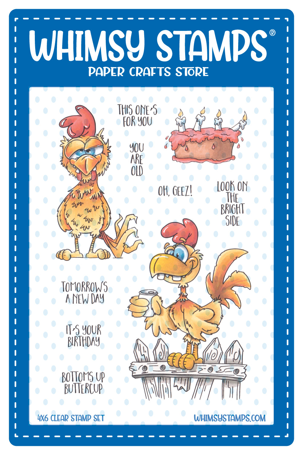 Rooster Birthday Clear Stamps - Whimsy Stamps