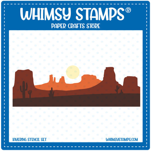 Rustic Landscape Layering Stencil - Whimsy Stamps