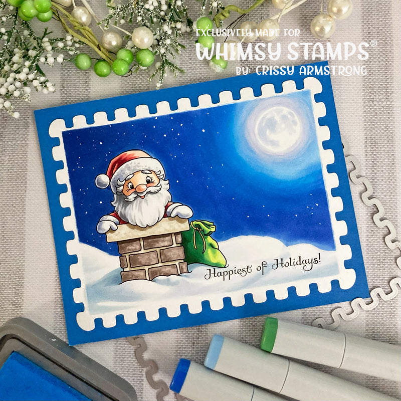Santa Down the Chimney - Digital Stamp