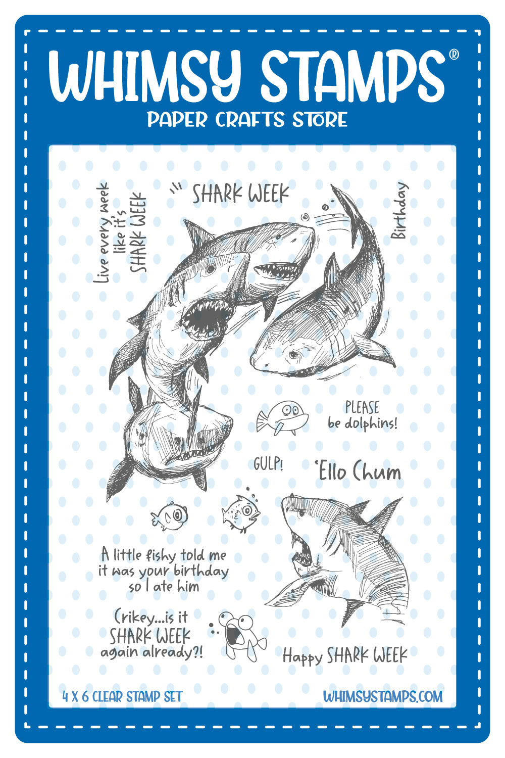 Shark Week Clear Stamps | Whimsy Stamps