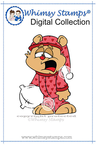 Sleepy Bear - Digital Stamp - Whimsy Stamps