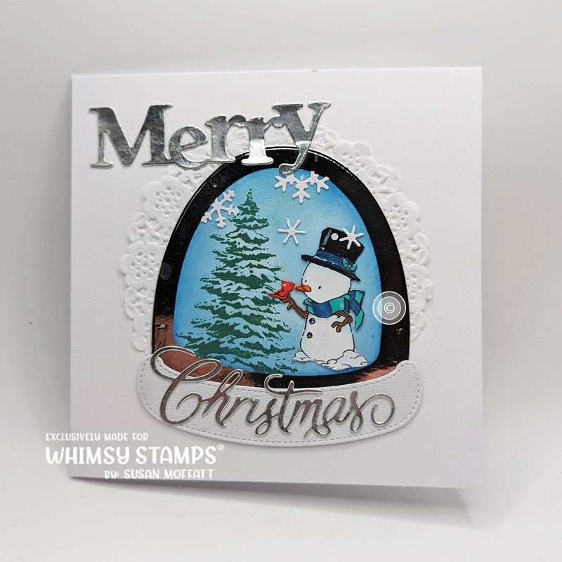 Snowman and Bird - Digital Stamp - Whimsy Stamps