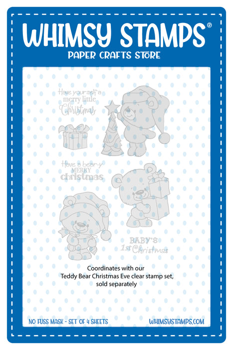 Teddy Bear Christmas Eve - NoFuss Masks - Whimsy Stamps