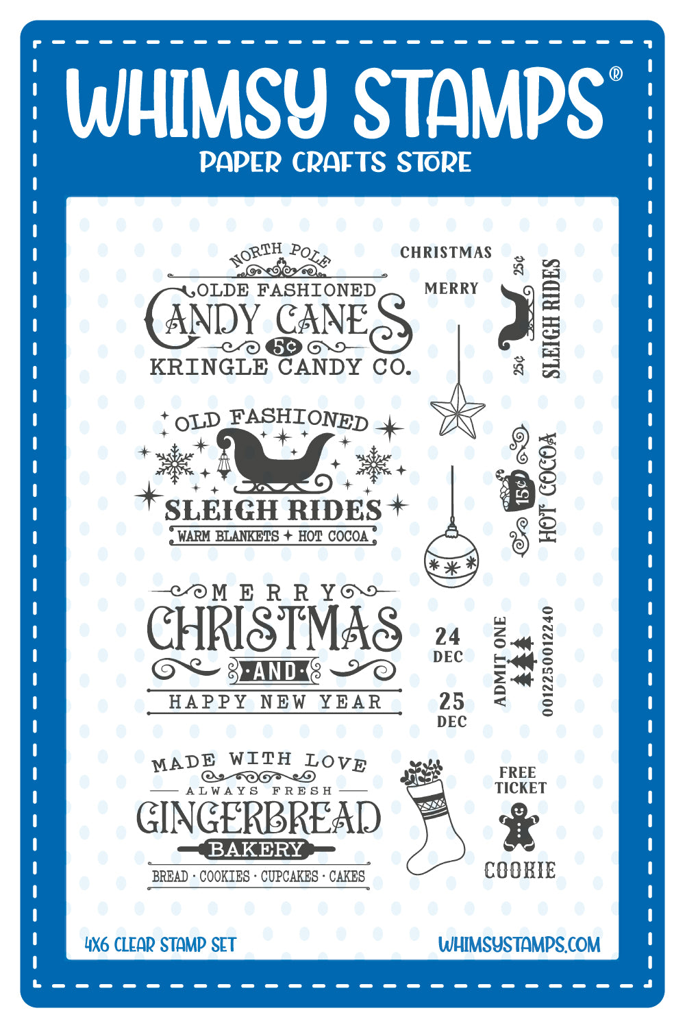 Terrific Christmas Tickets Clear Stamps - Whimsy Stamps