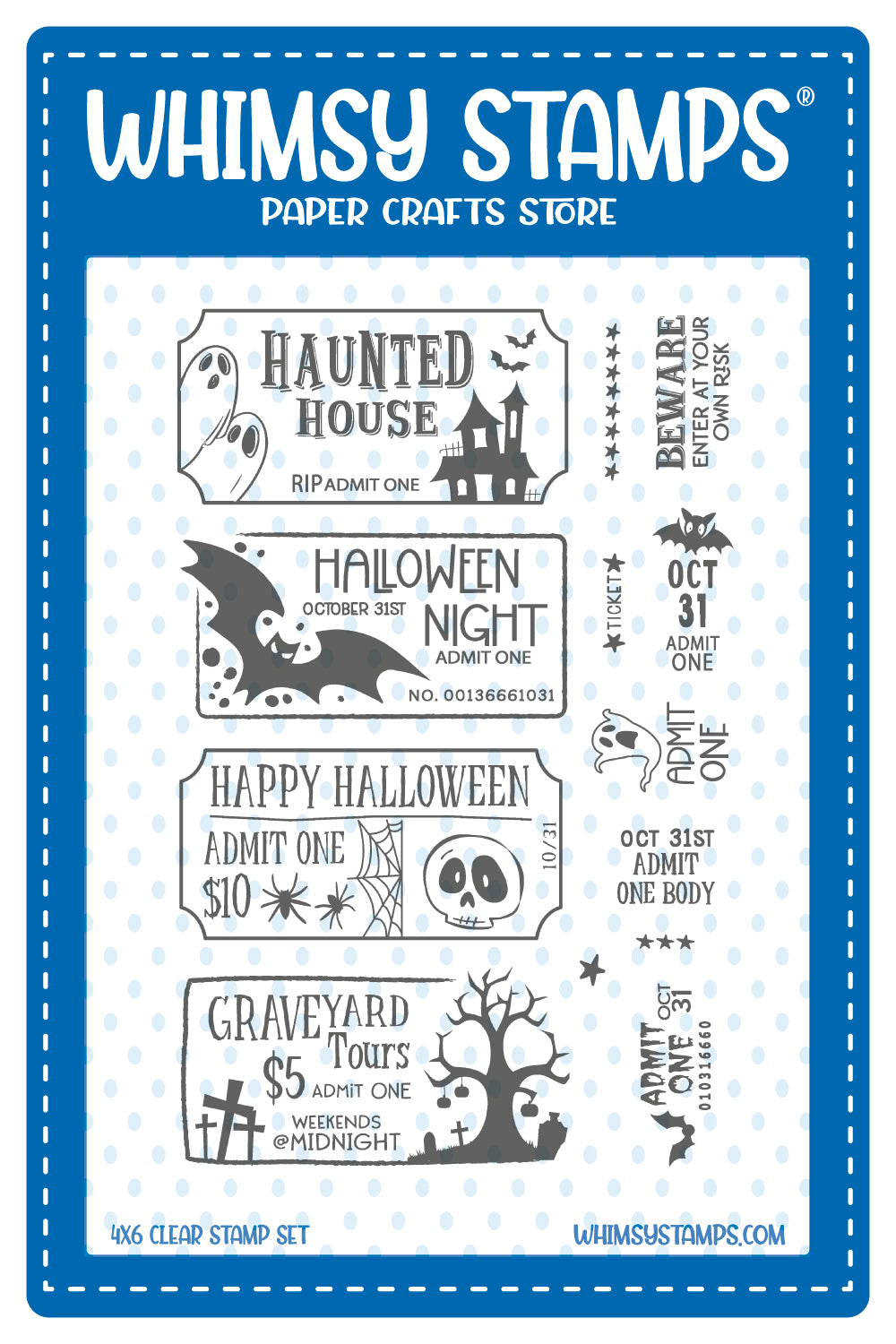 *NEW Terrific Halloween Tickets Clear Stamps - Whimsy Stamps