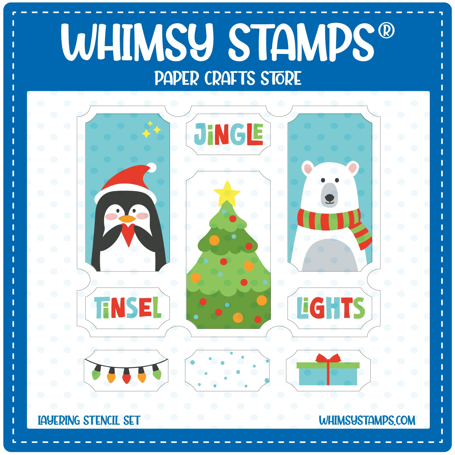 *NEW Terrific Tickets Christmas Layering Stencil - Whimsy Stamps