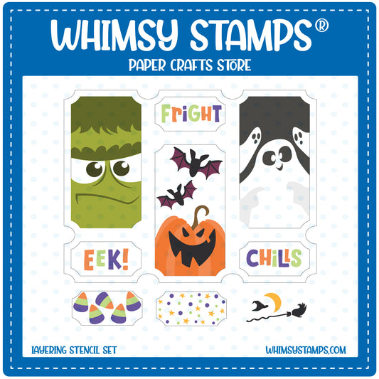 *NEW Terrific Tickets Halloween Layering Stencil - Whimsy Stamps