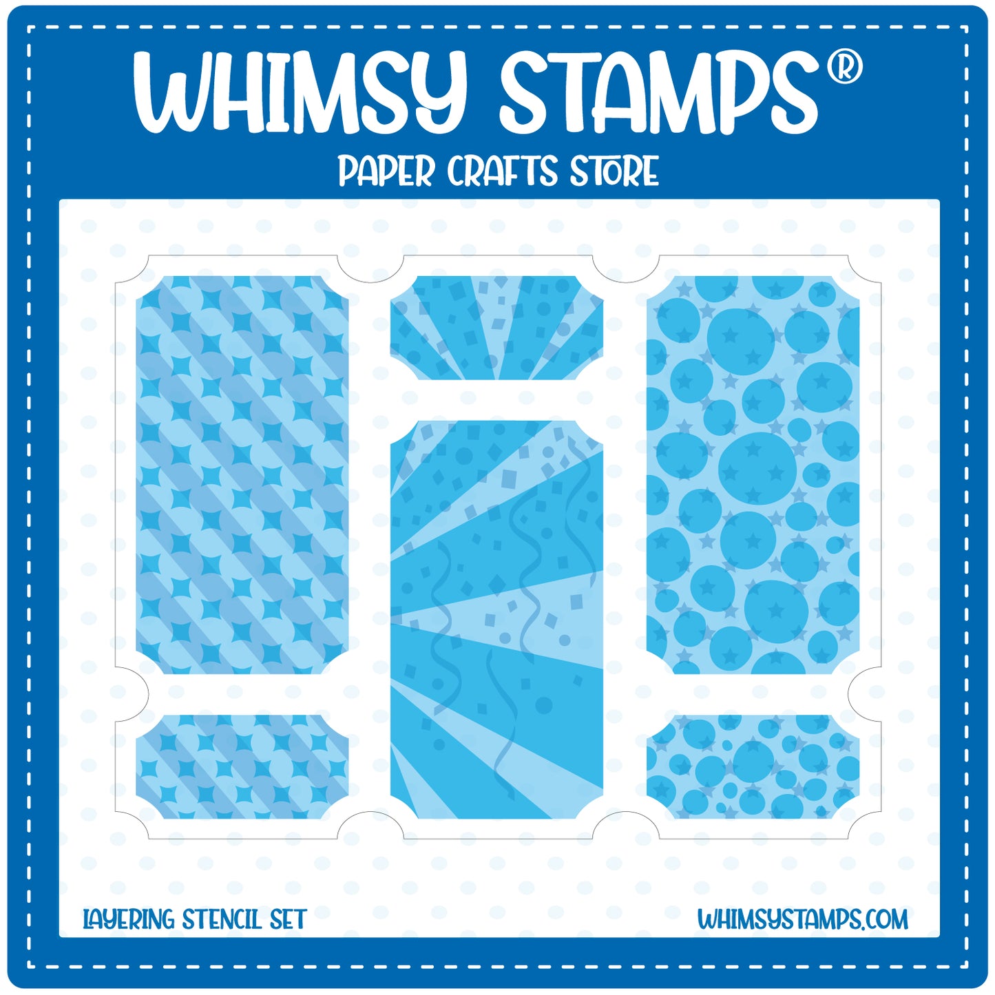 Terrific Tickets Shadows and Patterns Layering Stencil - Whimsy Stamps