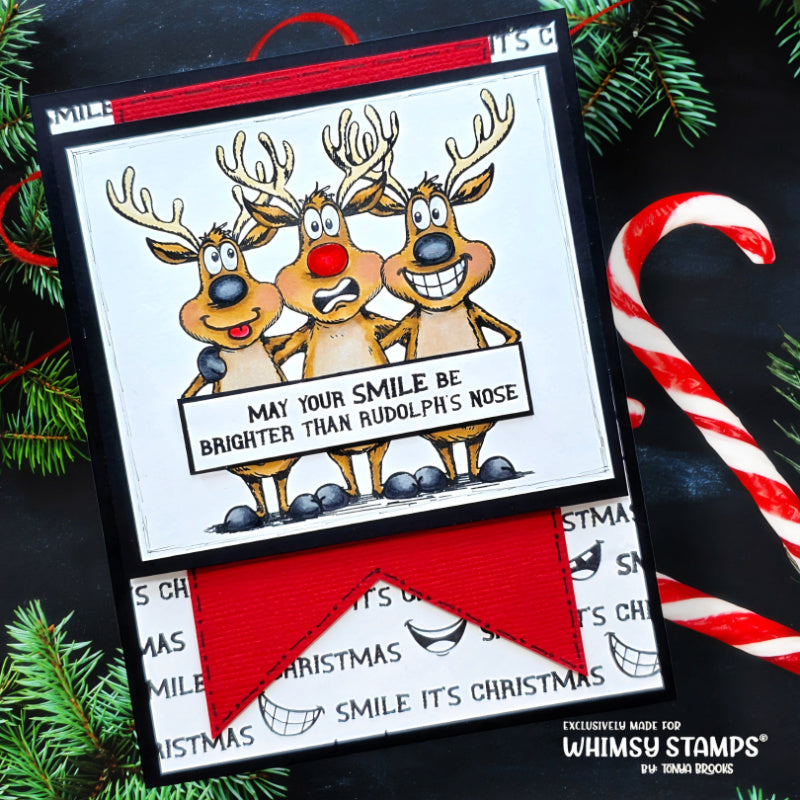 Reindeer Smiles Clear Stamps - Whimsy Stamps