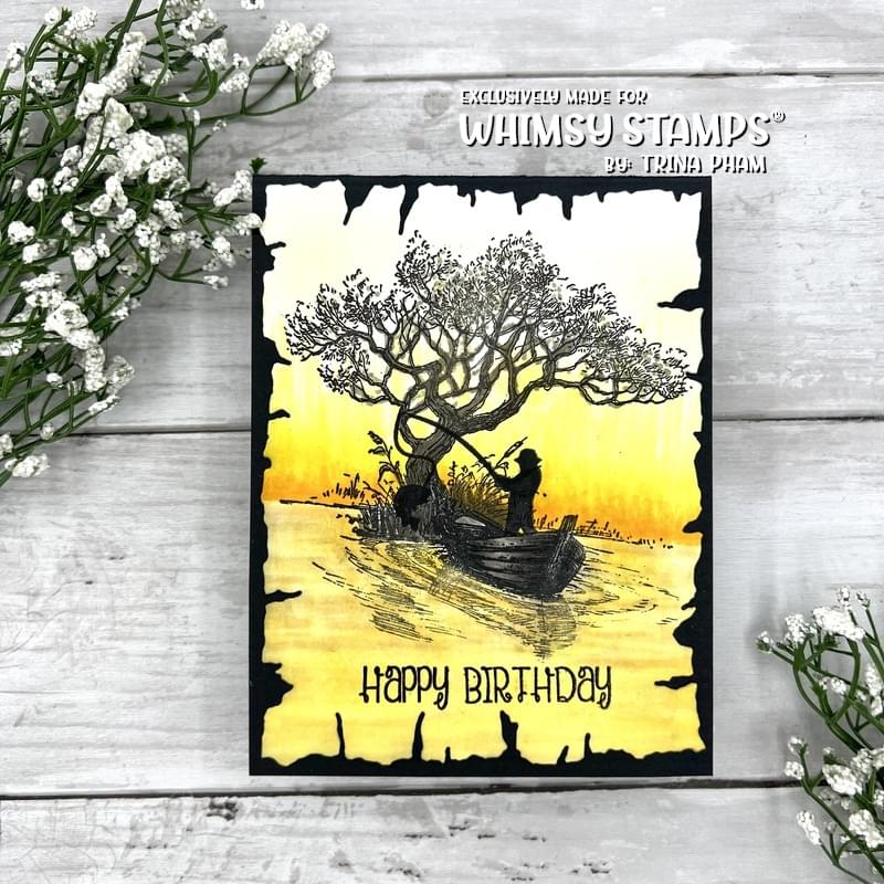 Tranquil Wishes Rubber Cling Stamp - Whimsy Stamps