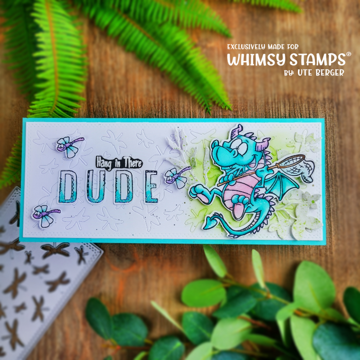 Slimline Dragonflies Background Die - Whimsy Stamps