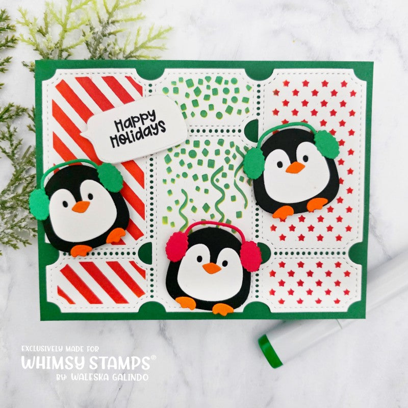 Terrific Tickets Shadows and Patterns Layering Stencil - Whimsy Stamps