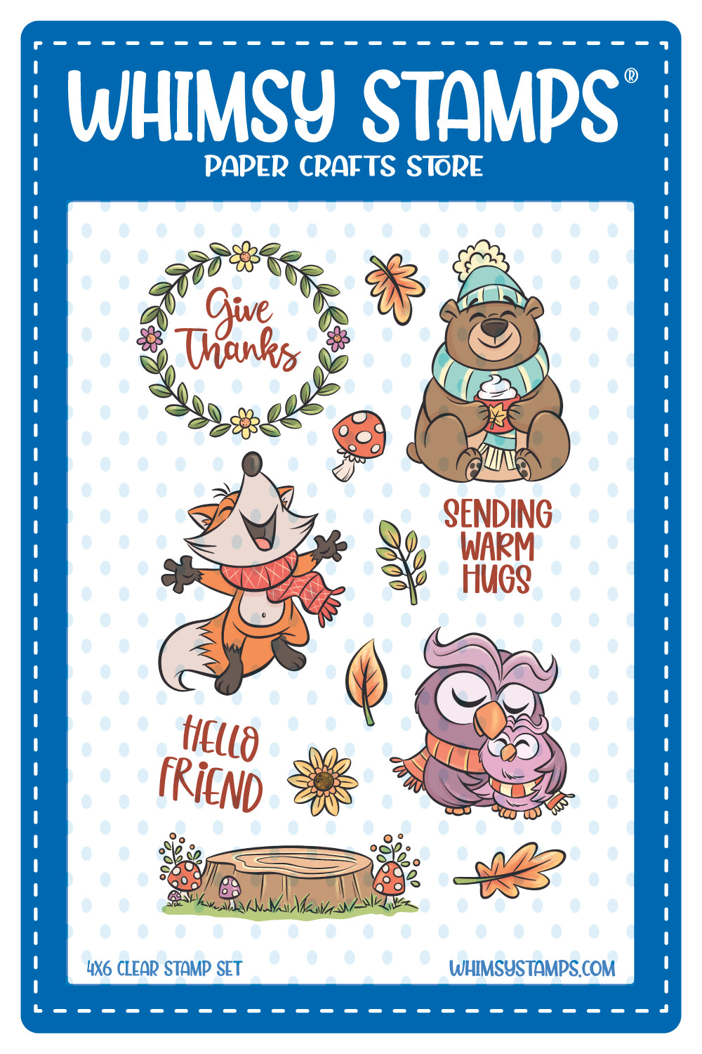 *NEW Warm Hugs in Fall Clear Stamps - Whimsy Stamps
