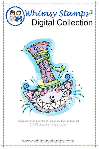 Whacky Hat Cat - Digital Stamp - Whimsy Stamps