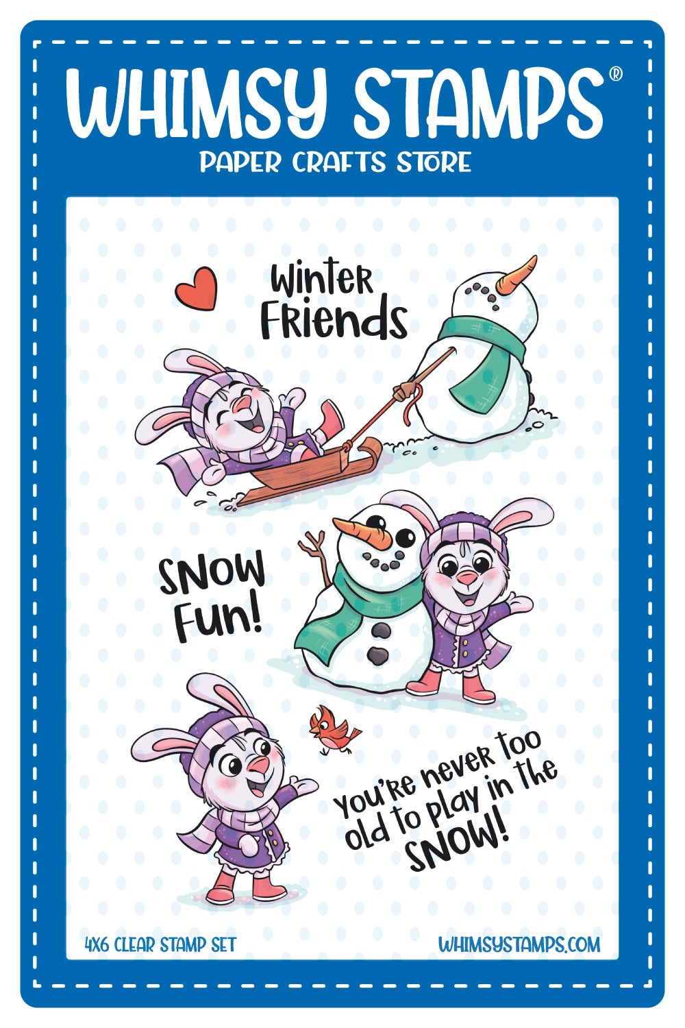 *NEW Winter Friends Snowman and Bunny Clear Stamps - Whimsy Stamps