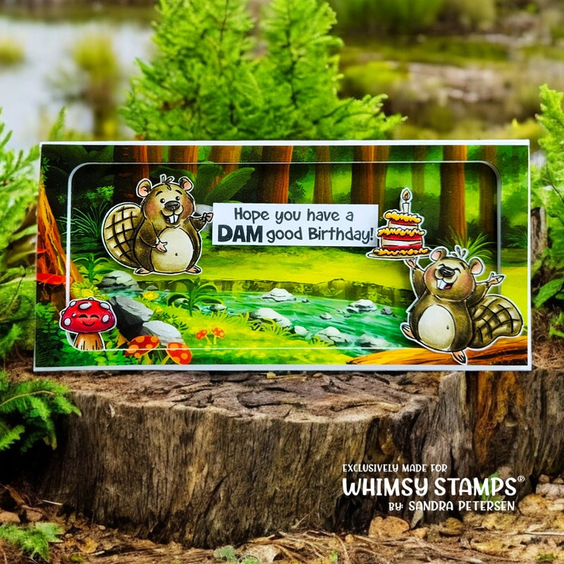 Beaver Birthday Clear Stamps - Whimsy Stamps