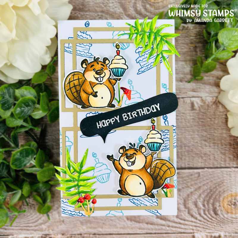 Beaver Birthday Clear Stamps - Whimsy Stamps